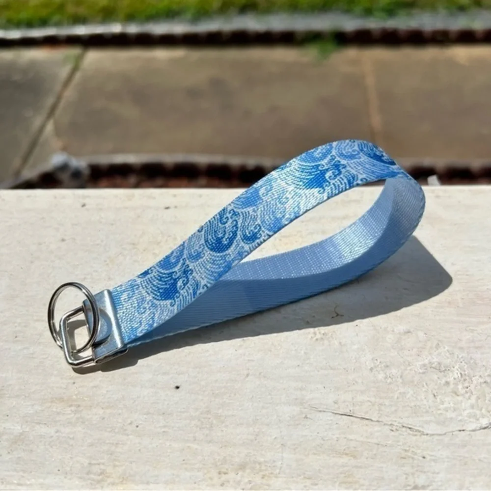 Handmade Blue Ocean Typhoon Waves Keychain Wristlet